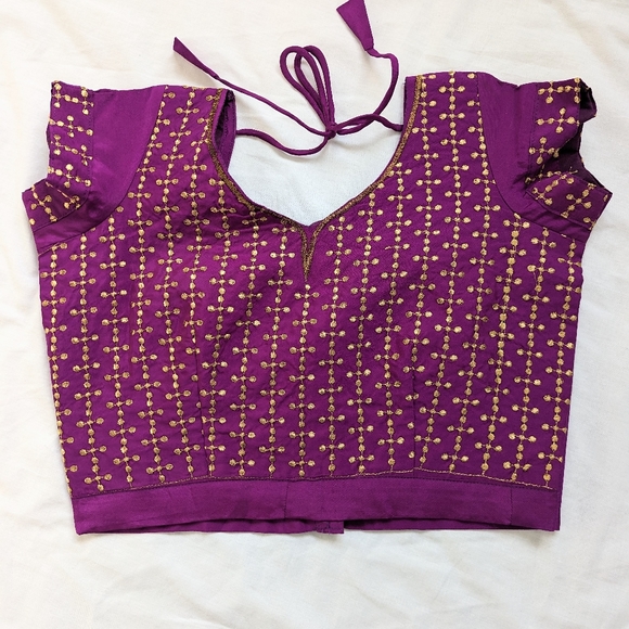 NWOT purple and gold  readymade stitched blouse - Picture 1 of 10